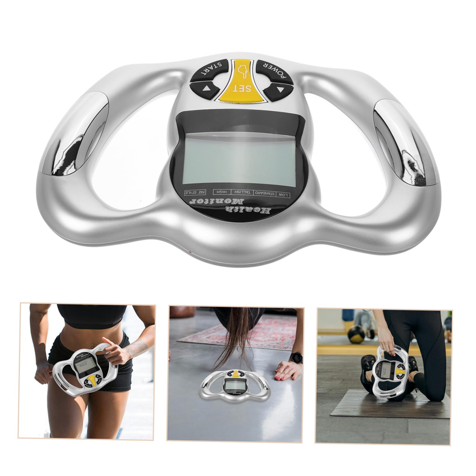Misuratore Grasso Corporeo Portatile Argento Abs Analisi Bmi | Uso in Movimento, Valutazione Fitness, Tecnologia Avanzata e Design Leggero per Controllo Rapido