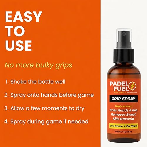 Miniatura 4 de Grip Spray  Fórmula de secado rápido de triple acción  Spray de manos antideslizante para deportes de pádel, tenis y raquetas  Agarre duradero,