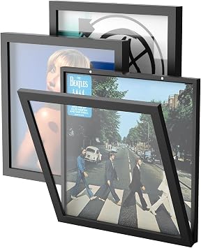 TJ.MOREE Vinyl Record Album Frame 3-Pack Black Fits Gatefolds Wall Mounted
