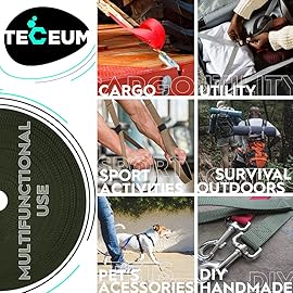 TECEUM 1 Inch Webbing - Khaki - 10 Yards - 1 Webbing for Climbing Outdoors Indoors Crafting DIY