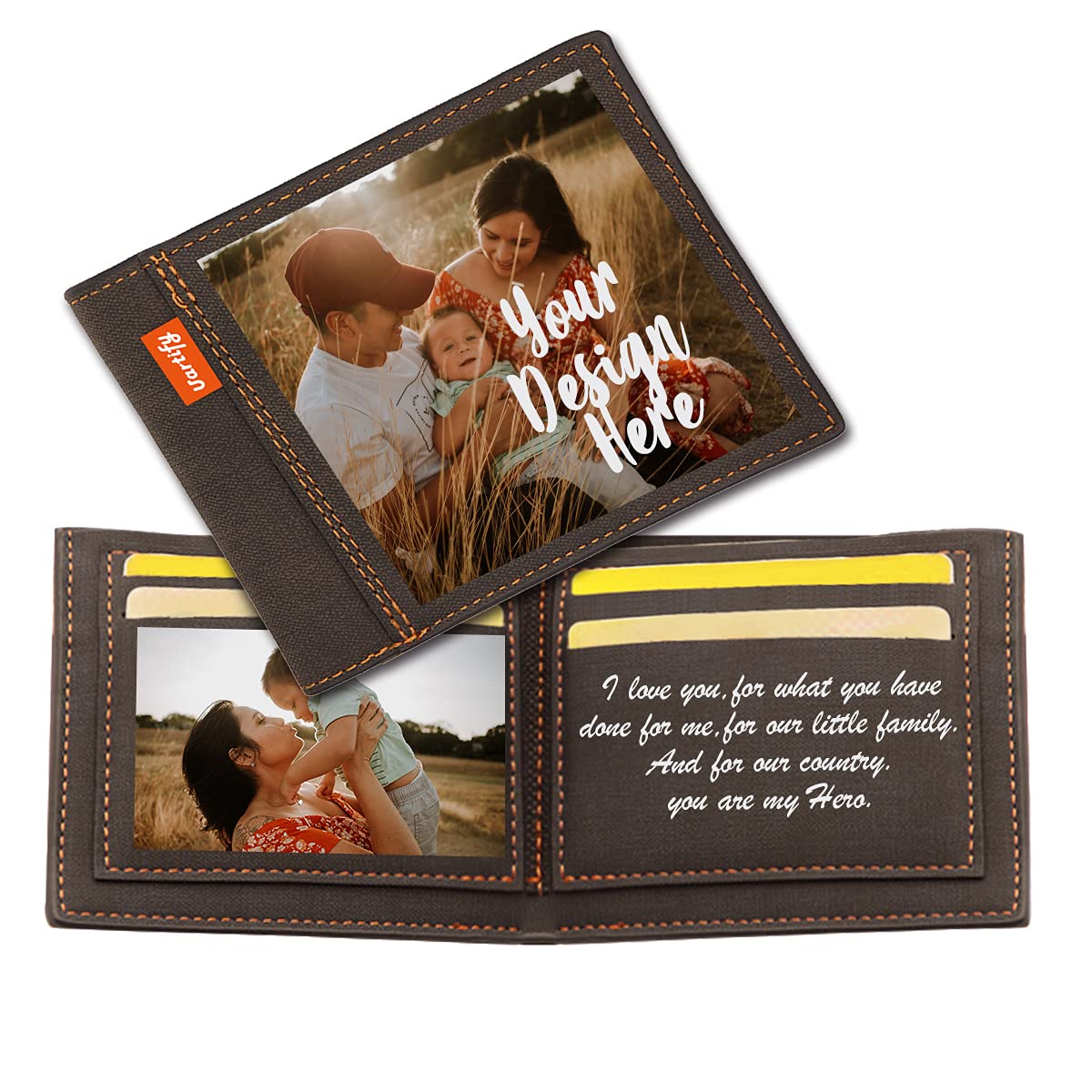 WOWTIFY Custom Photo Wallet Personalized Leather Picture Wallet for Men Father