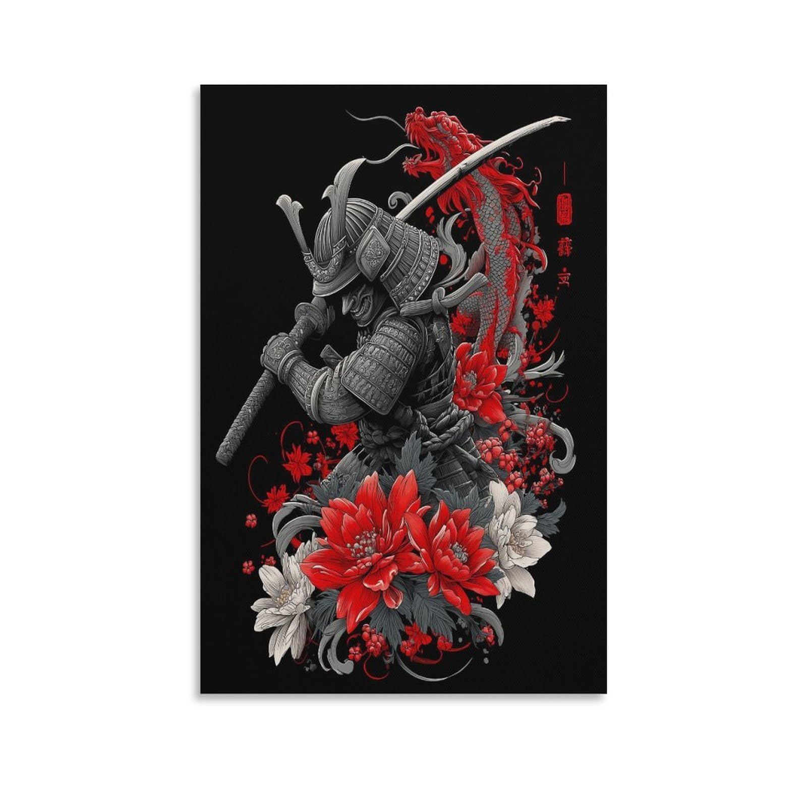 RIAVBAODG Samurai Holding A Katana Wall Decor Poster Japan Samurai Canvas Prints Picture Modern Wall Art Modern Decor Picture Hanging for Living Room Bedroom Home Decorations 20x30inch(50x75cm)