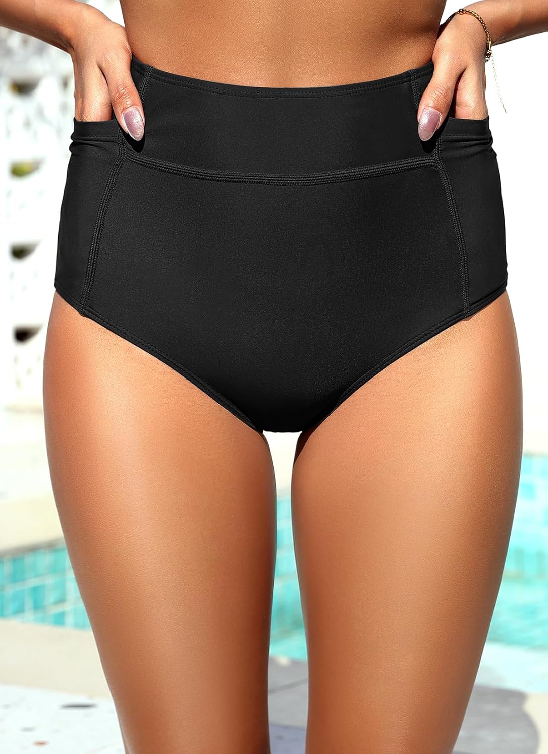 Tempt Me Women High Waisted Swimsuit Bikini Bottoms - Tummy Control Swim Bottom Full Coverage Bathing Suit with Pockets 2025 - Image 7