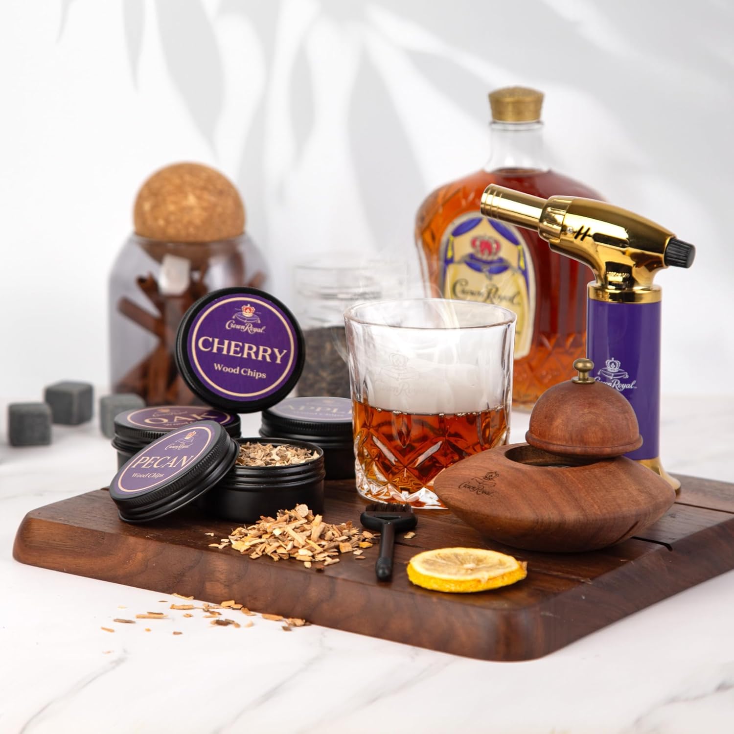Crown Royal Cocktail Smoking Kit – 10-Piece Smoker Set for Whiskey & Cocktails with Torch, Wood Chips, Smoker Lid, Glasses & Accessories – Premium Gift Set for Men, Bourbon Lovers & Home Bars - Image 7