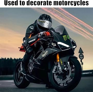 4Pack Monster Energy Stickers for Helmet, Car, Motocross, Motorbike - Funny Cartoon Decals for Skateboard, Laptop, Bicycle
