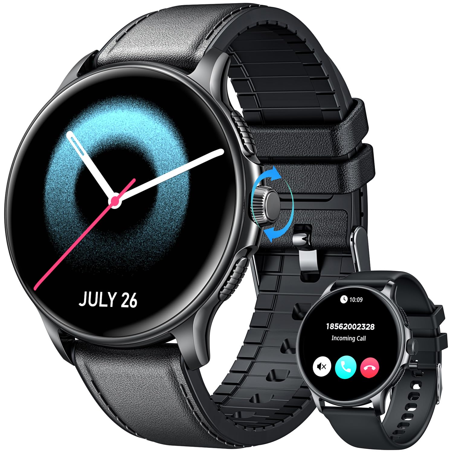 Orologio Smartwatch Uomo Smart Watch: 1.43" Intelligente Orologi con Chiamate Bluetooth Pressione Sanguigna SpO2 100+ modalità Sport IP68 Impermeabile Contapassi Compatibile Tracker per Android e iOS