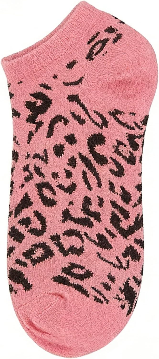 5 Pair Women’S Low Cut Ankle Socks Lightweight Breathable Non-Slip Fashion Leopard Print Summer Socks