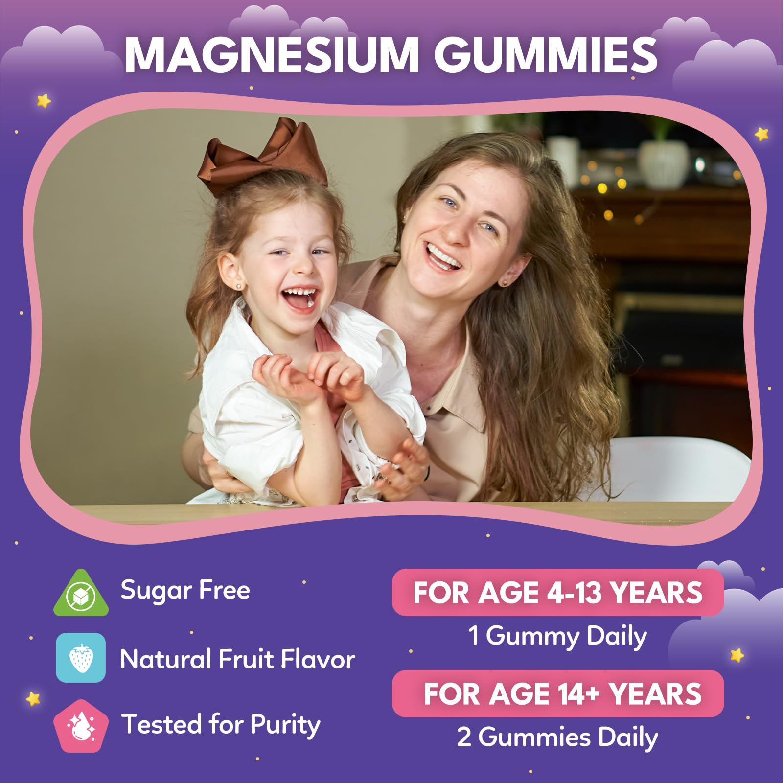 Magnesium Calming Gummies for Kids 4+ & Adults, Sugar Free Magnesium Supplement with L-Theanine, Chamomile, Vitamins B6, D3, K2, Zinc for Sleep, Relaxation, Focus & Muscle Support, Strawberry Flavor — Amazon image 7