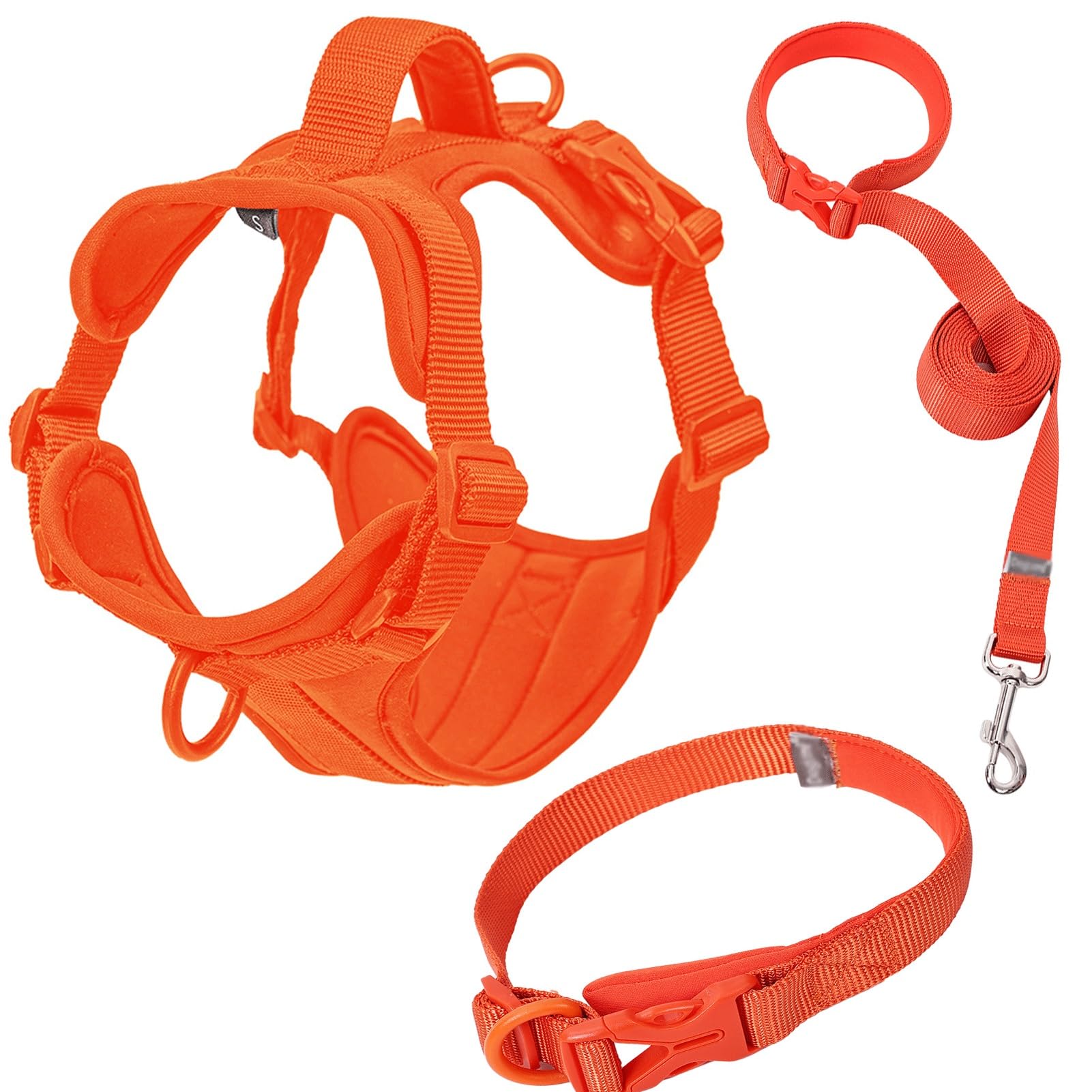 Arnés Antiescape para Perros - Chaleco Transpirable Y Ajustable con Asa, Equipado con Correa Y Collar, Adecuado para Perros Grandes(Orange,M)