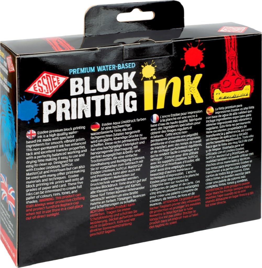 Essdee Premium Quality Block Printing Ink (Pack of 5 Primary Colours),19 x 18 x 4 cm