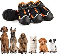 Vista 11 de Zapatos de perro para perros grandes, transpirables, para pavimento caliente, antideslizantes, botas y protectores de patas para el verano