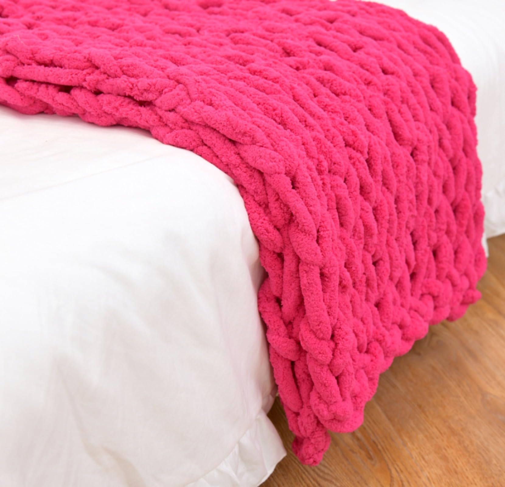 FENXIXIONE Knitted Blanket Chunky Knit Throw Chunky Knitted Blanket Throws for Sofa Large Knitted Bed Throw Blankets for Beds 100X150,beige (100X120,Rose)