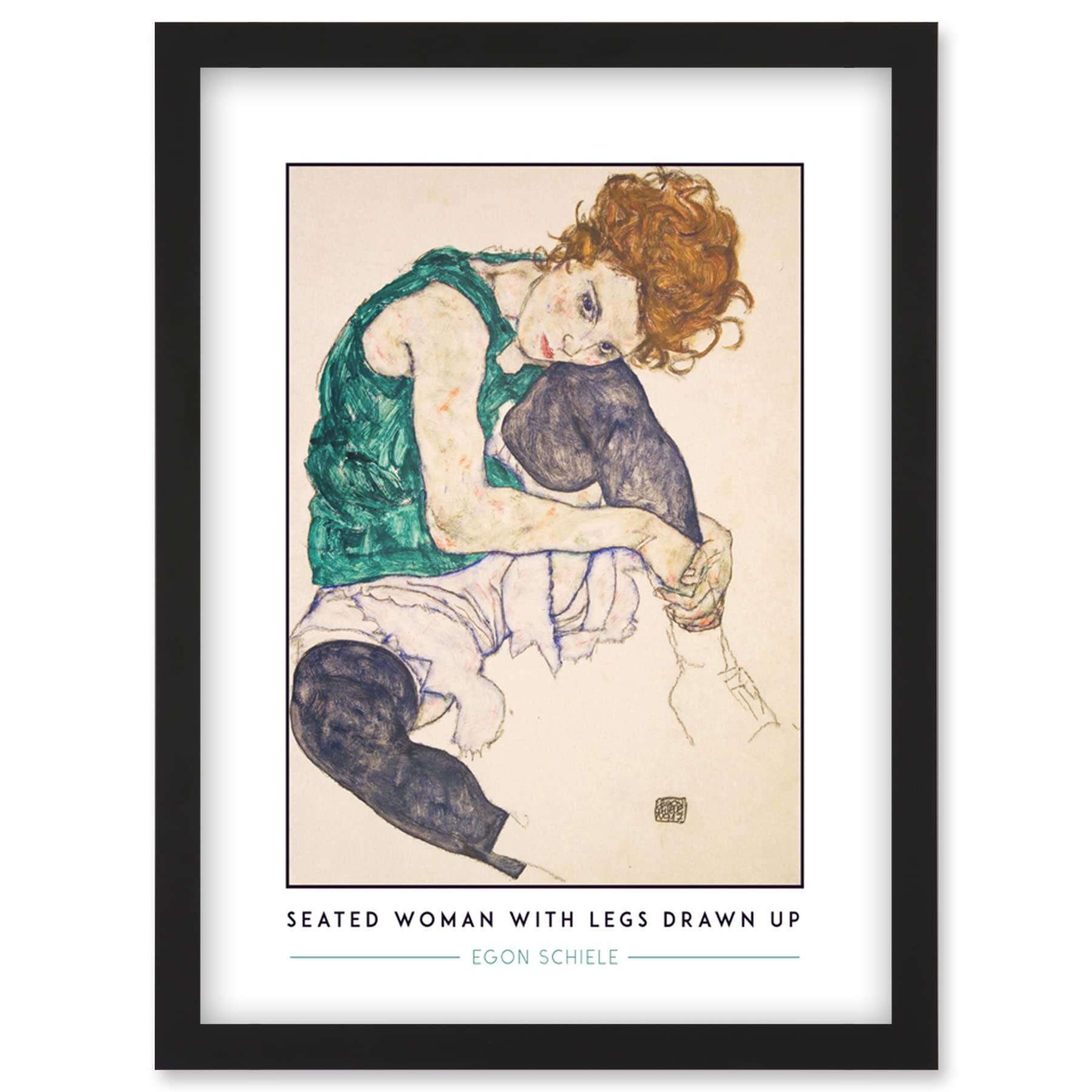 Egon Schiele Seated Woman With Legs Drawn Up Expressionist Framed Art Print A4