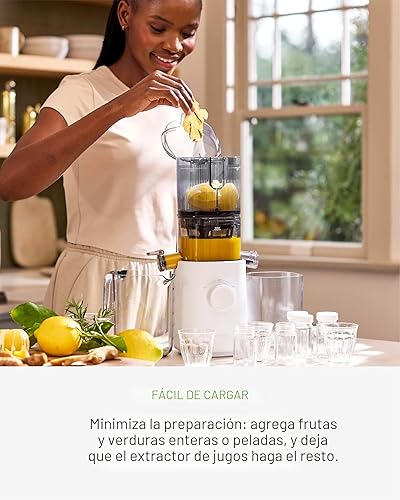 Miniatura 6 de Nama J3 - Exprimidor compacto de prensa en frío, ahorro de espacio y autoalimentación para funcionamiento manos libres, ligero, portátil, exprimidor