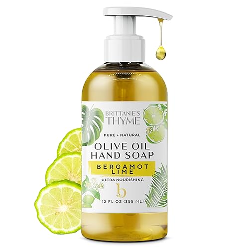 Brittanie's Pure Castile - Recambio de jabón líquido de Castilla, lima bergamota, 12 onzas, jabón para platos, cabello y cuerpo, hogar, suave y