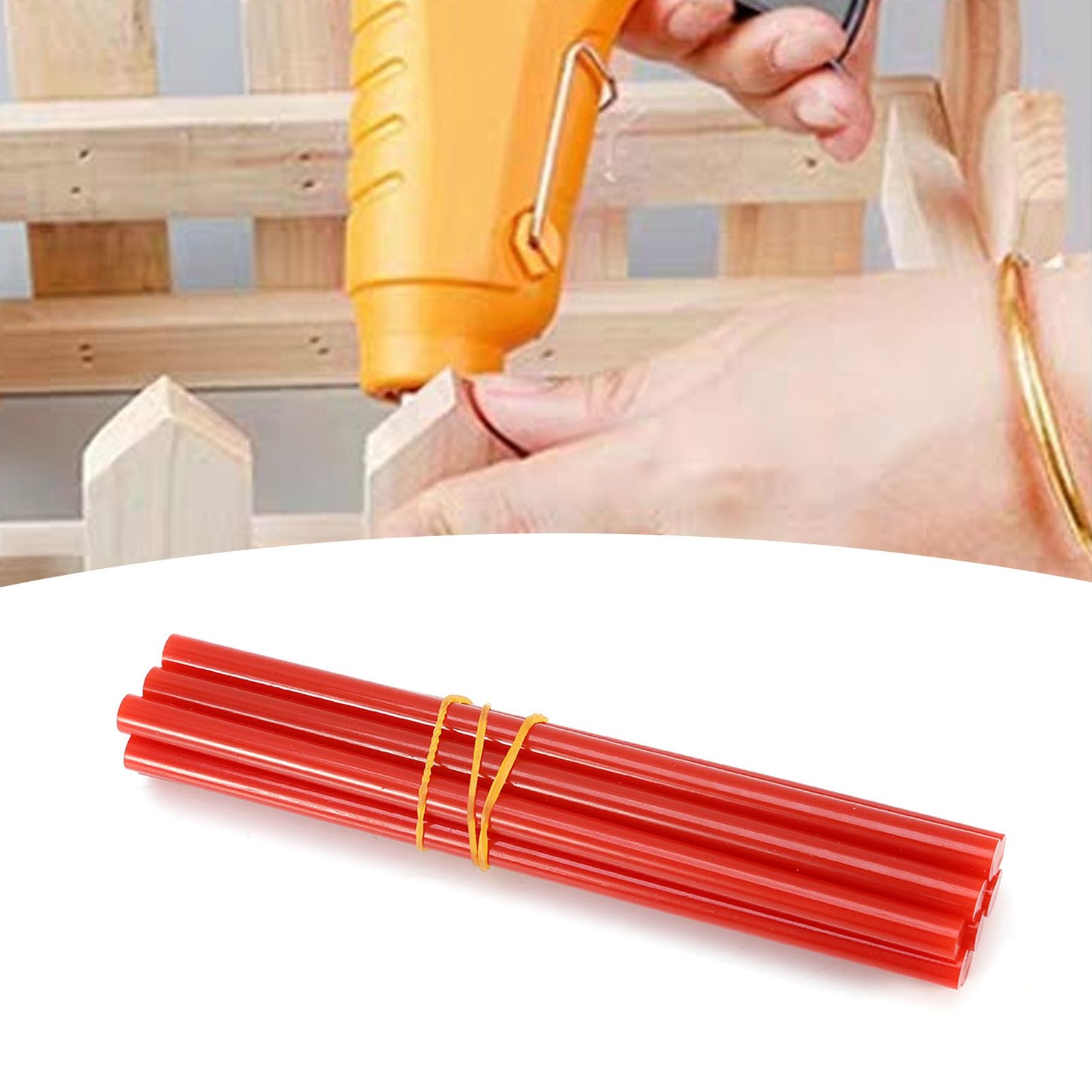 Lybunair Colorful Hot Melt Glue Sticks for 20W Small Power Gun - 10pcs Set, 7x150mm Adhesive DIY Craft Supplies (Red)
