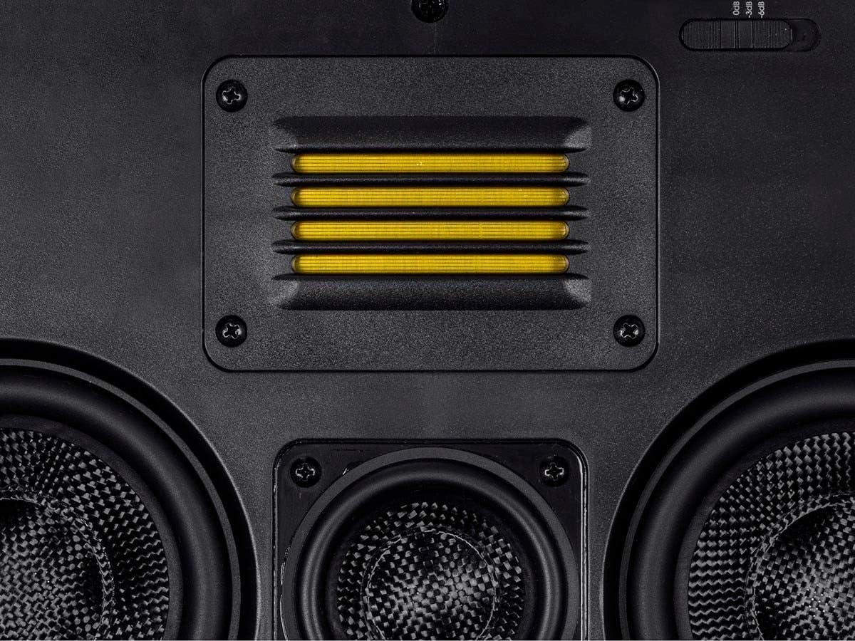 Monoprice 3-Way Carbon Fiber in-Wall Speaker Center Channel - Dual 5.25-inch (Single) with Ribbon Tweeter - Amber Series Black