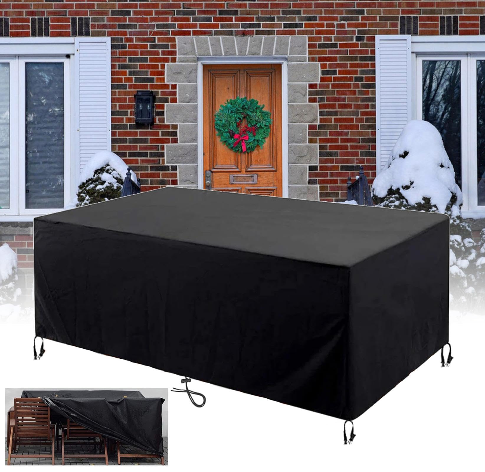 HNKDKJ Garden Furniture Cover Waterproof 110x115x85cm/LxWxH Heavy Duty 420D Oxford Fabric Outdoor Patio Table Covers Waterproof Dust-proof,Anti-UV Outdoor & Indoor Rattan Furniture Covers-Black