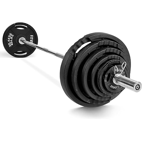 Fitvids Olympic 2-Inch Cast Iron Barbell Set, Including 300 LBS Weight Plates and 7FT Barbell Set, Multiple Packages