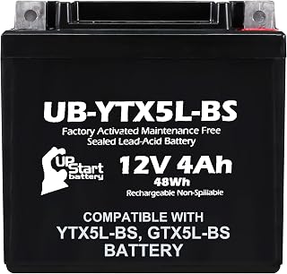 YTX5L-BS 12V 4Ah Battery for GTX5L-BS Battery | Compatible with Honda 5L-BS DTX5L-BS CTX5L-BS CT5L-BS ES5LBS PTX5L-BS ATX5L ET5L - 12 Volt Motorcycle Quad ATV YTX5L