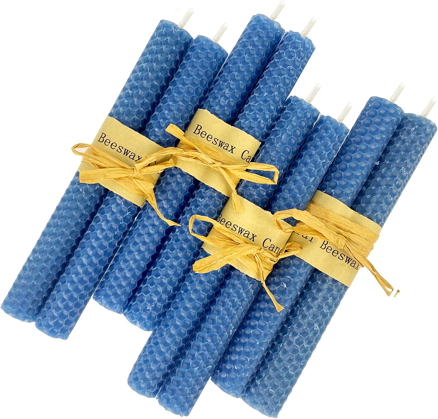 100 Pure Beeswax Taper Candles, 16 Pack 8 Inch Smokeless