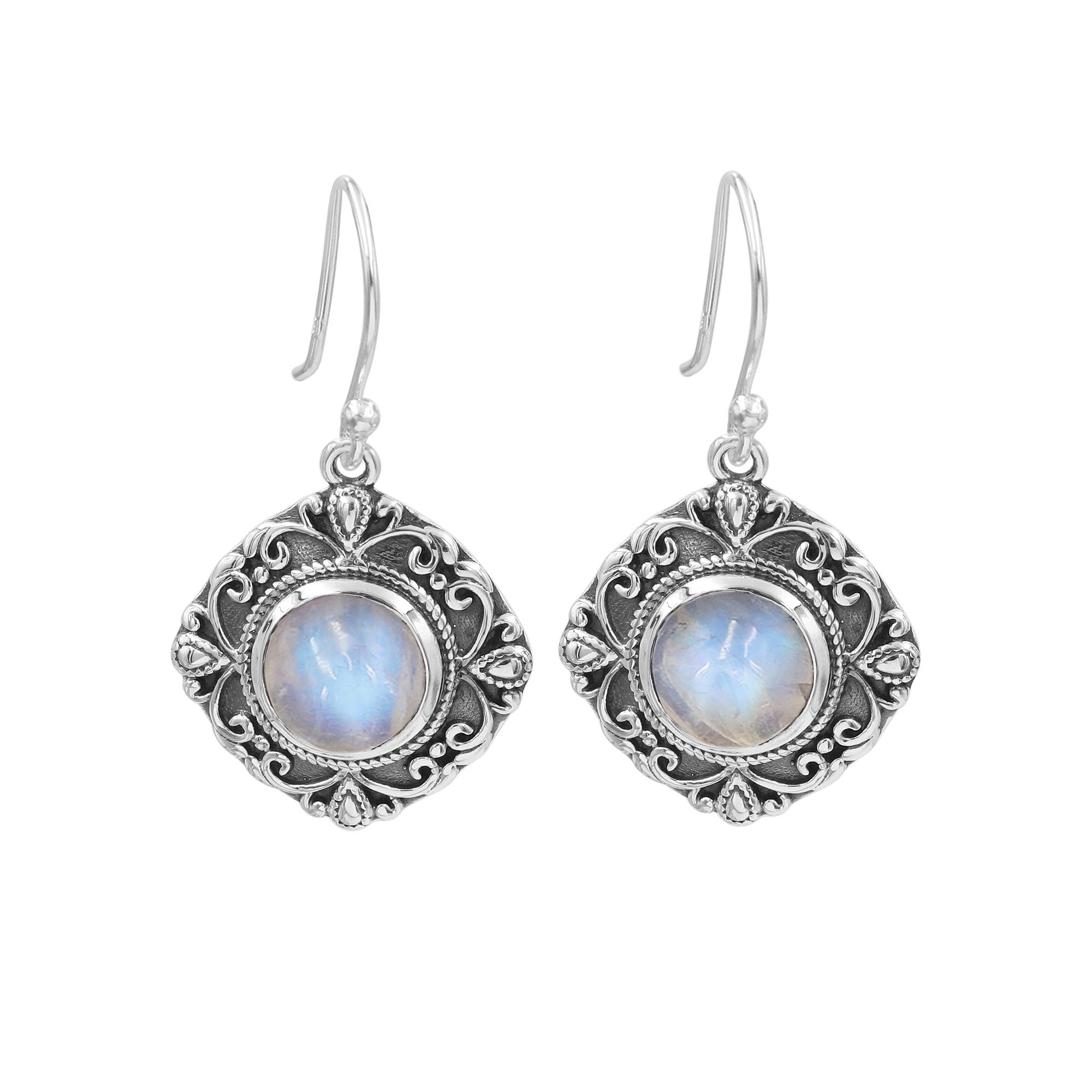 Boucles d'oreilles pierre de lune anti-allergie argent 925 - 8