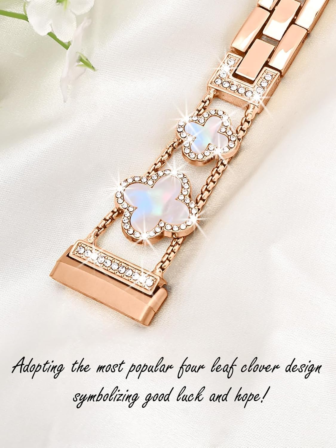 سوار ساعة معدني مرصع بأحجار الراين متوافق مع Fitbi...