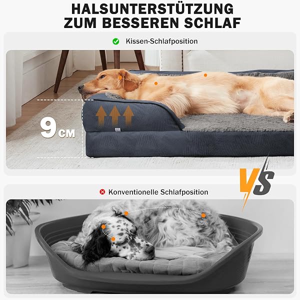 JOEJOY Orthopädisches Hundebett Mittelgroße Hunde, Memory Foam Hundesofa, Abnehmbarem Waschbares Hundebett Orthopädisch, 89x64x17 cm Eierförmiger rutschfest Hundecouch, Dunkel Grau - 2