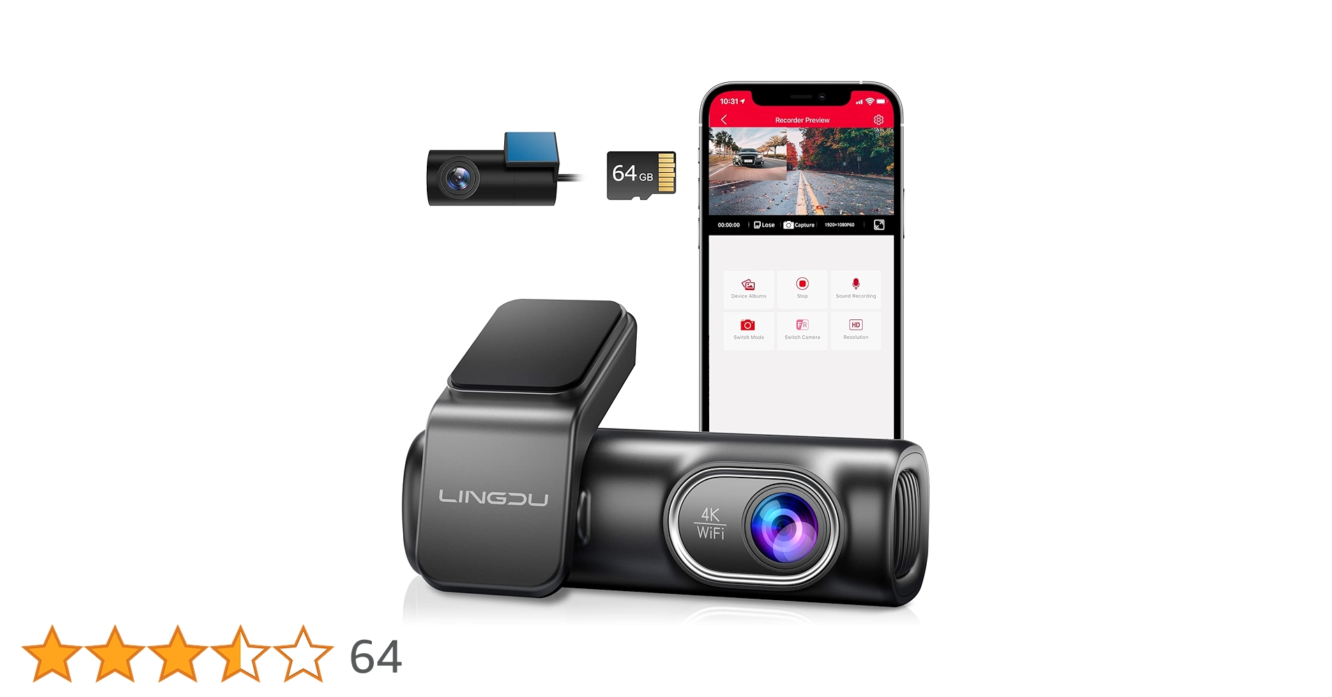 ❤️ドライブレコーダー 前後カメラ 800万画素 GPS搭載 64GBカード付属 ドライブレコーダー 前後カメラ 800万画素 GPS搭載 64GBカード