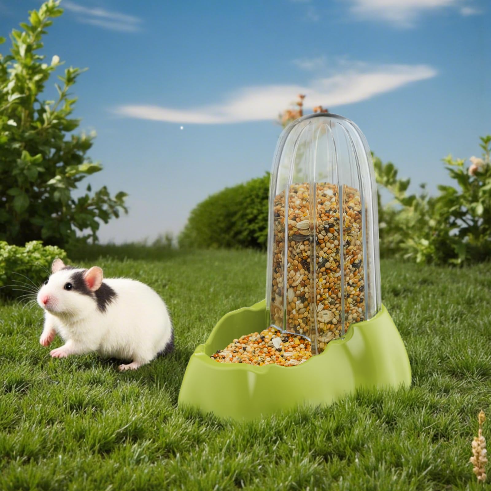 Distributeur Automatique de Nourriture pour Hamster, Convient aux Petits Animaux tels Que Les Hamsters, Hérissons, Écureuils, Cochons d'Inde (Vert)