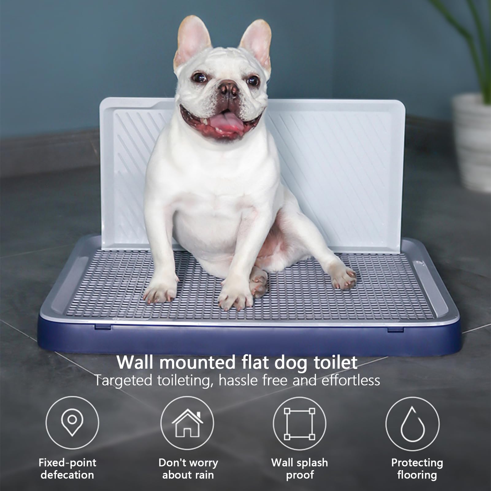 Toilette pour Chien De Compagnie Toilette, Bacs à Litières pour Chiens, Tapis De Propreté Chien, Tapis De Dressage pour Animaux De Compagnie, Support Portable (L,Blanc)