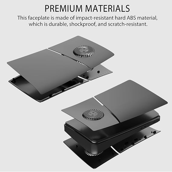 DOBEWINGDELOU Faceplate for P5 Slim Digital Edition with Cooling Vent and Dust Filter, Face Plate Console Accessories Cover ABS Dustproof Replacement Side Shell Case Black