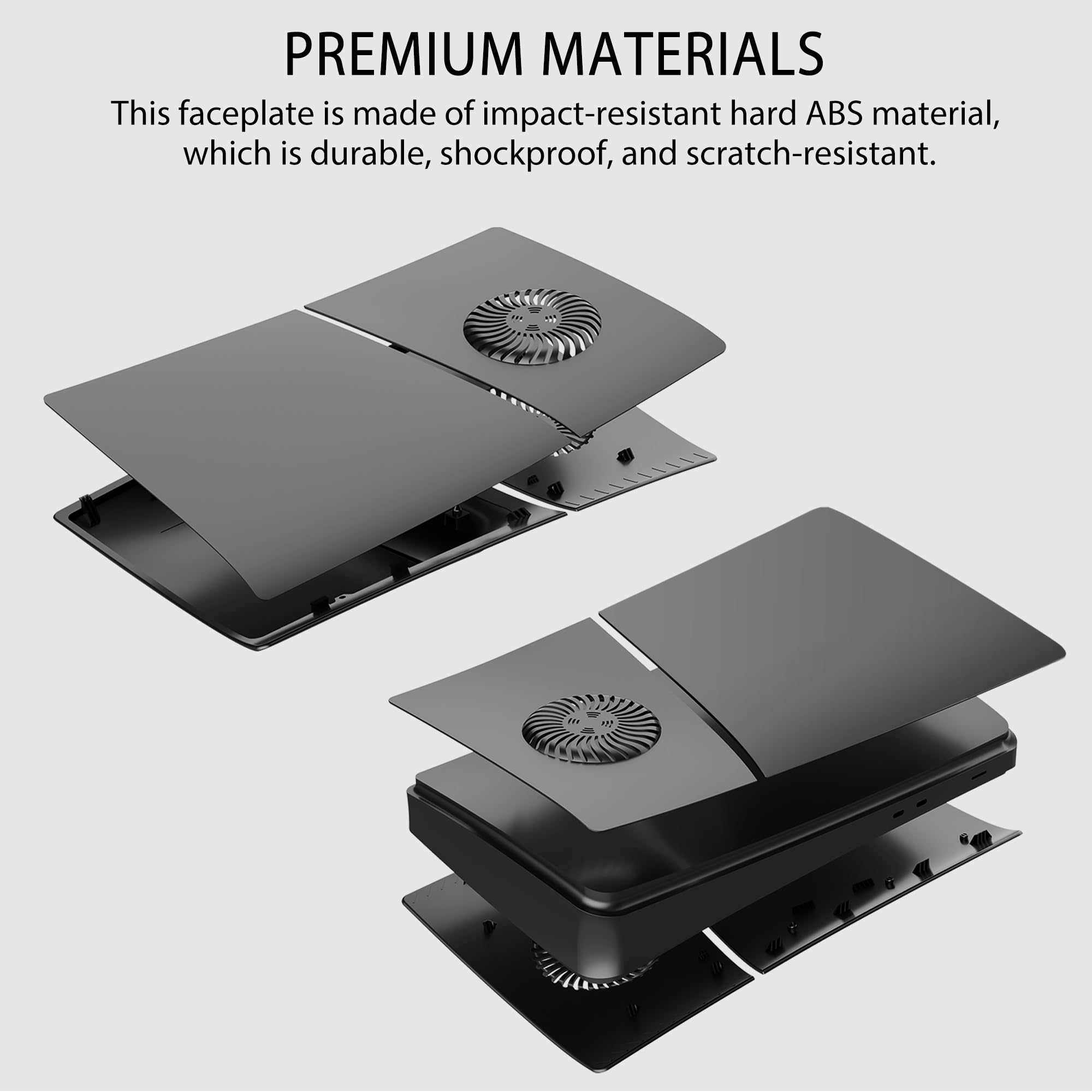 DOBEWINGDELOU Faceplate für PS5 Slim Digital Edition mit Lüftungsschlitzen und Staubfilter, Face Plate Konsole Abdeckplatten ABS staubdicht Ersatz Seite Shell Zubehör Gehä Schwarz