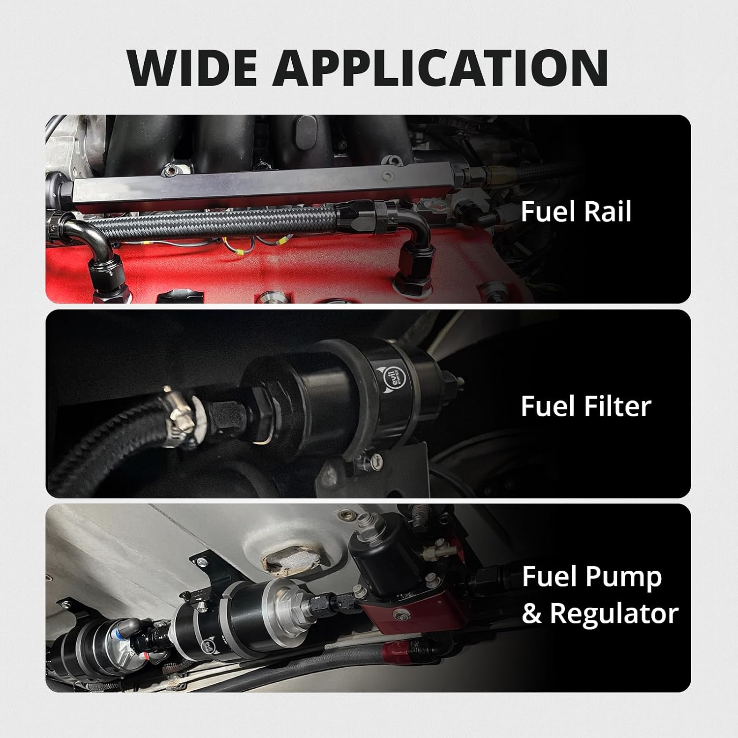 EVIL ENERGY 10AN Female Flare Swivel to 10AN ORB Male Adapter, 90 Degree Fuel Rail Fitting, Leak-Free & Easy Install for Fuel Line Systems, Aluminum Black