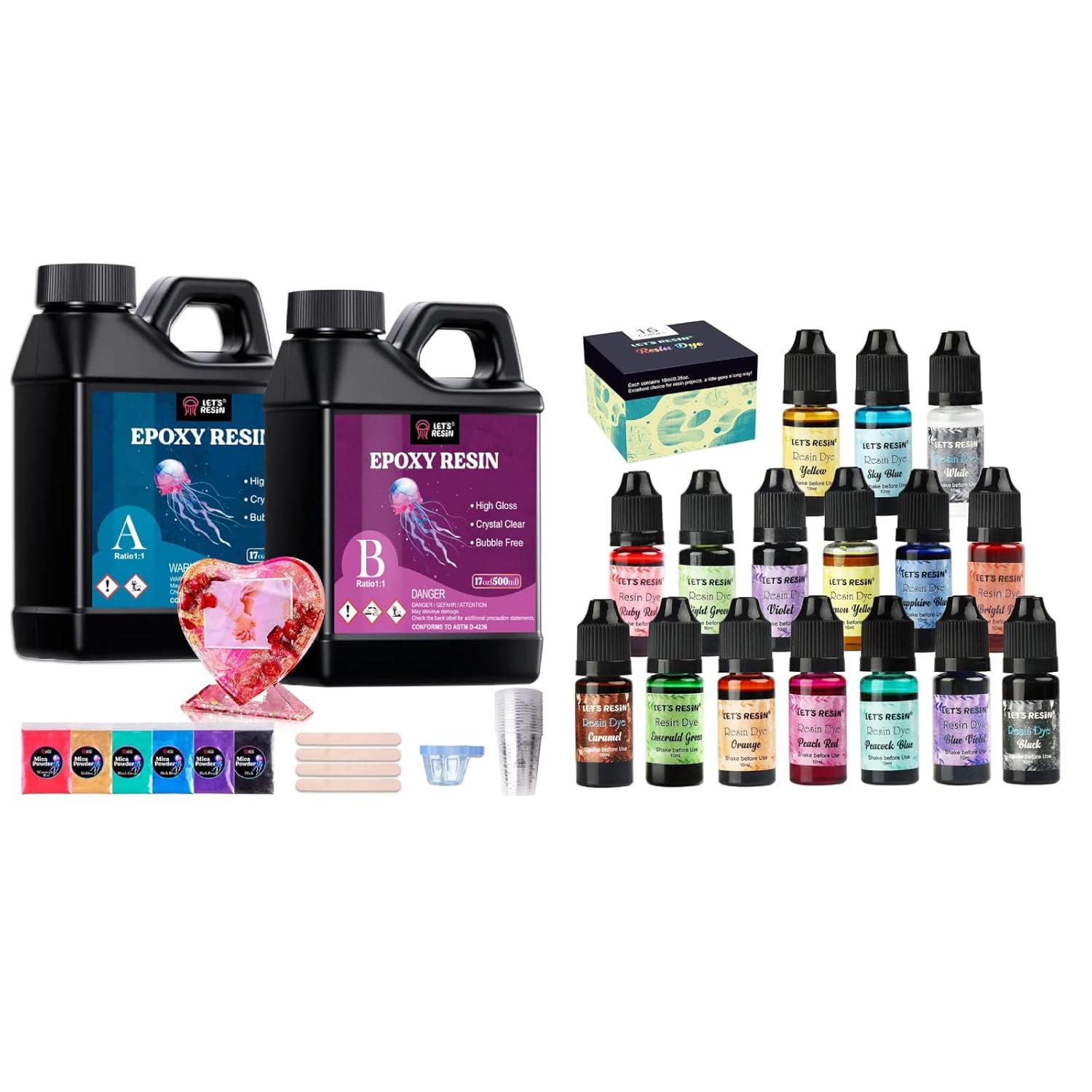 Bundle Set of LET'S RESIN Crystal Clear Epoxy Resin and Epoxy Resin Pigment