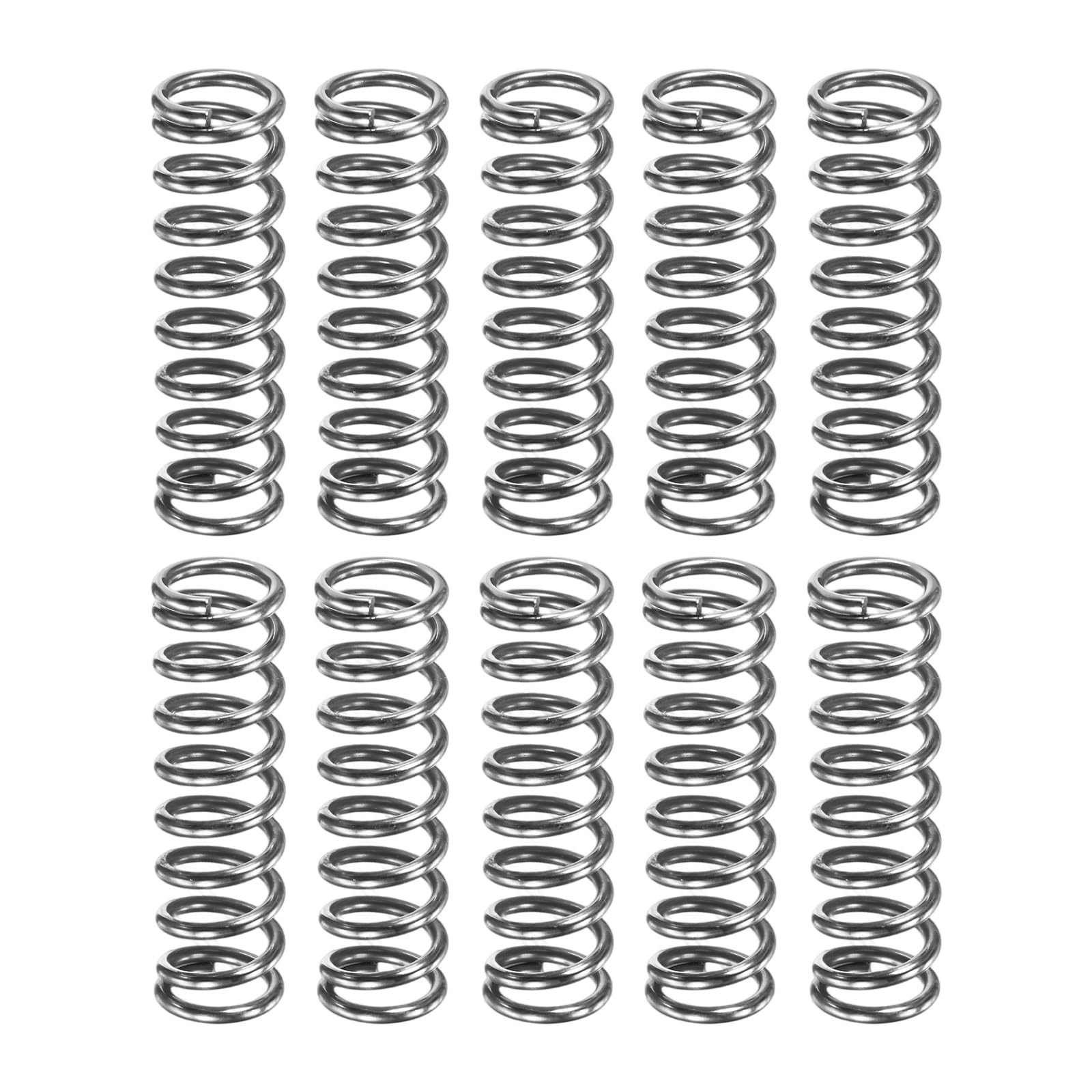 M METERXITY 10-Pack Compression Springs, 40mm Length 12mm OD 304 Stainless Steel Pruner Replacement Springs for Garden Tool/DIY/Mechanical Repair Replacement [Silver Tone, 1.6mm Wire Size] — image 1