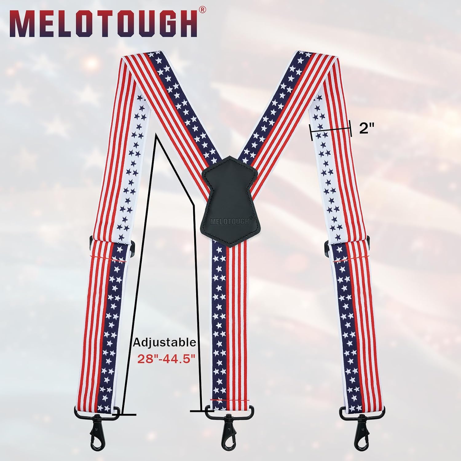 MELOTOUGH Suspenders for Men 2 Inch Wide Y Back Adjustable Elastic Big and Tall Suspenders with Swivel Hooks for Jeans