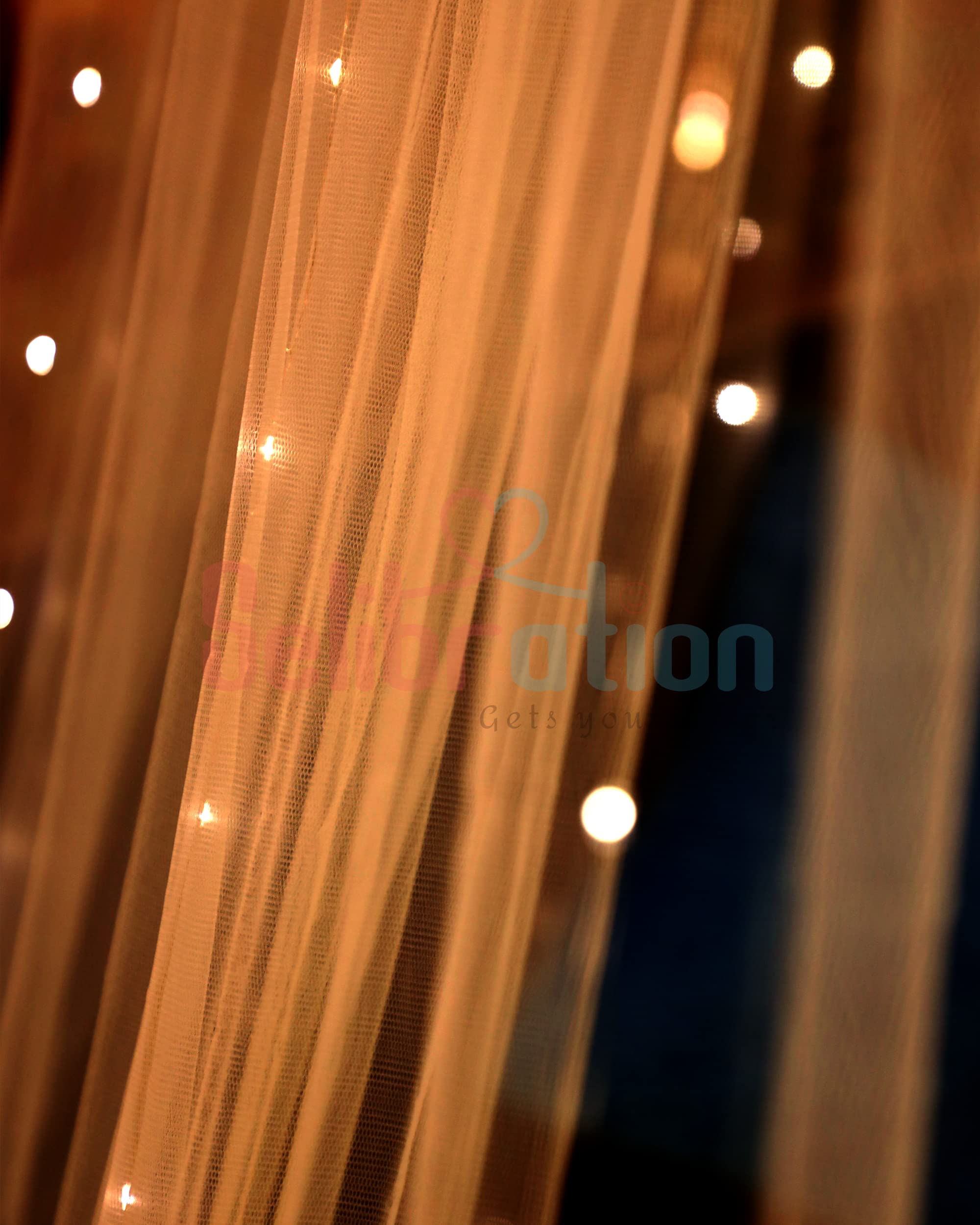 Selibration.com Plastic Decoration Net Cloth with LED Lights For Romantic Dinner, Surprise Party, Anniversary, Birthday Party Celebration and Valentines Day, Or Cabana Tent Decoration (Beige)
