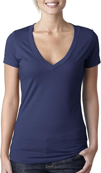Clementine Next Level Deep V-Neck Tee 6640 Storm, L