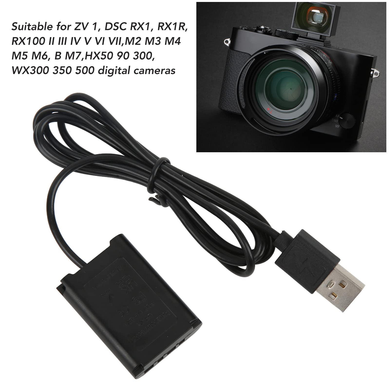 Aparat Dummy Battery, DK X1 USB DC Coupler NP BX1 Dummy Power Supply dla ZV 1 DSC RX1 RX1R RX100 III M2 M3 M4 B M7 HX50 90 300 WX300 350 Aparat cyfrowy
