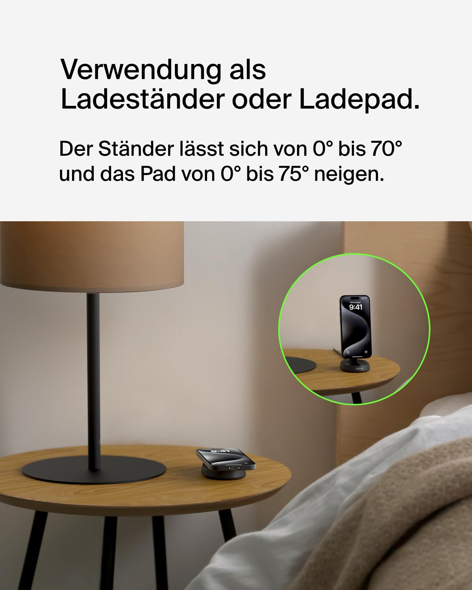 Belkin BoostCharge Pro induktive Ladestation 15W, Qi2-Ladegerät, kabelloses Ladegerät, kompatibel mit MagSafe, kabelloses Qi2-Ladestation für Apple iPhone 16/15/14/13/12, AirPods Pro – Schwarz