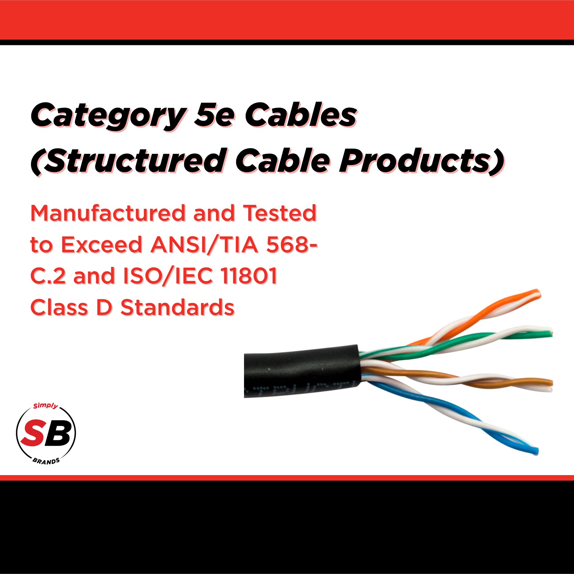 Simply45 SCP CAT5E 350 MHz 24 AWG Solid BC 4PR UTP, ANSI/TIA 568.2-D, CMR ETL, PVC JKT, nero, 300 m, CAT5E-BK-ETL