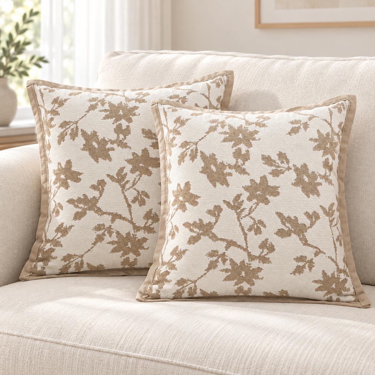 Traziewell Chenille Cushion Covers Square 45X45 cm Soft Pillow Cover with Invisible Zipper Jacquard Decorative Pillowcases for Sofa Couch 706 — image 1