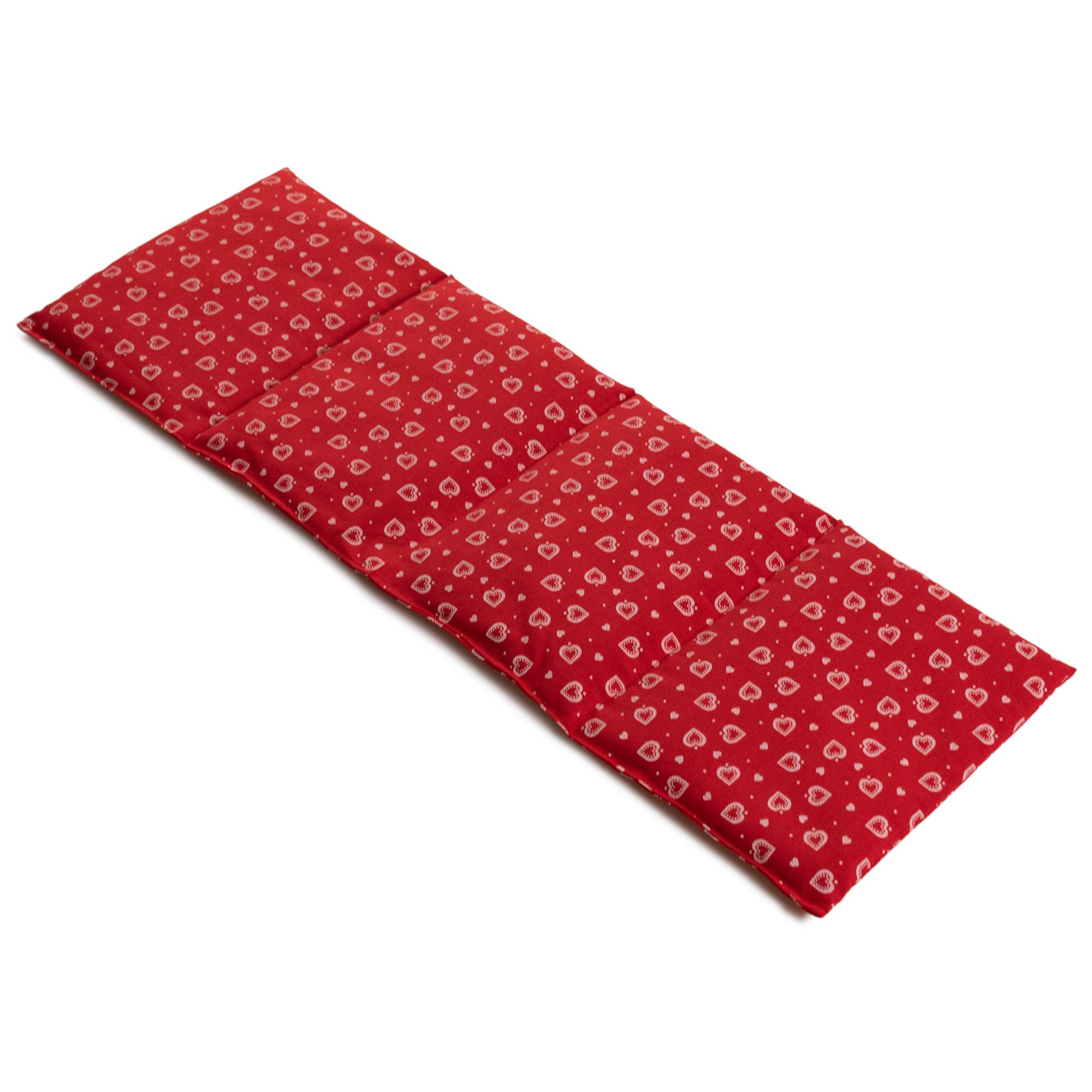 4-Kammer Rapssamenkissen 20x60cm groß - Herzen-rot - Wärmekissen & Kältekissen - Körnerkissen