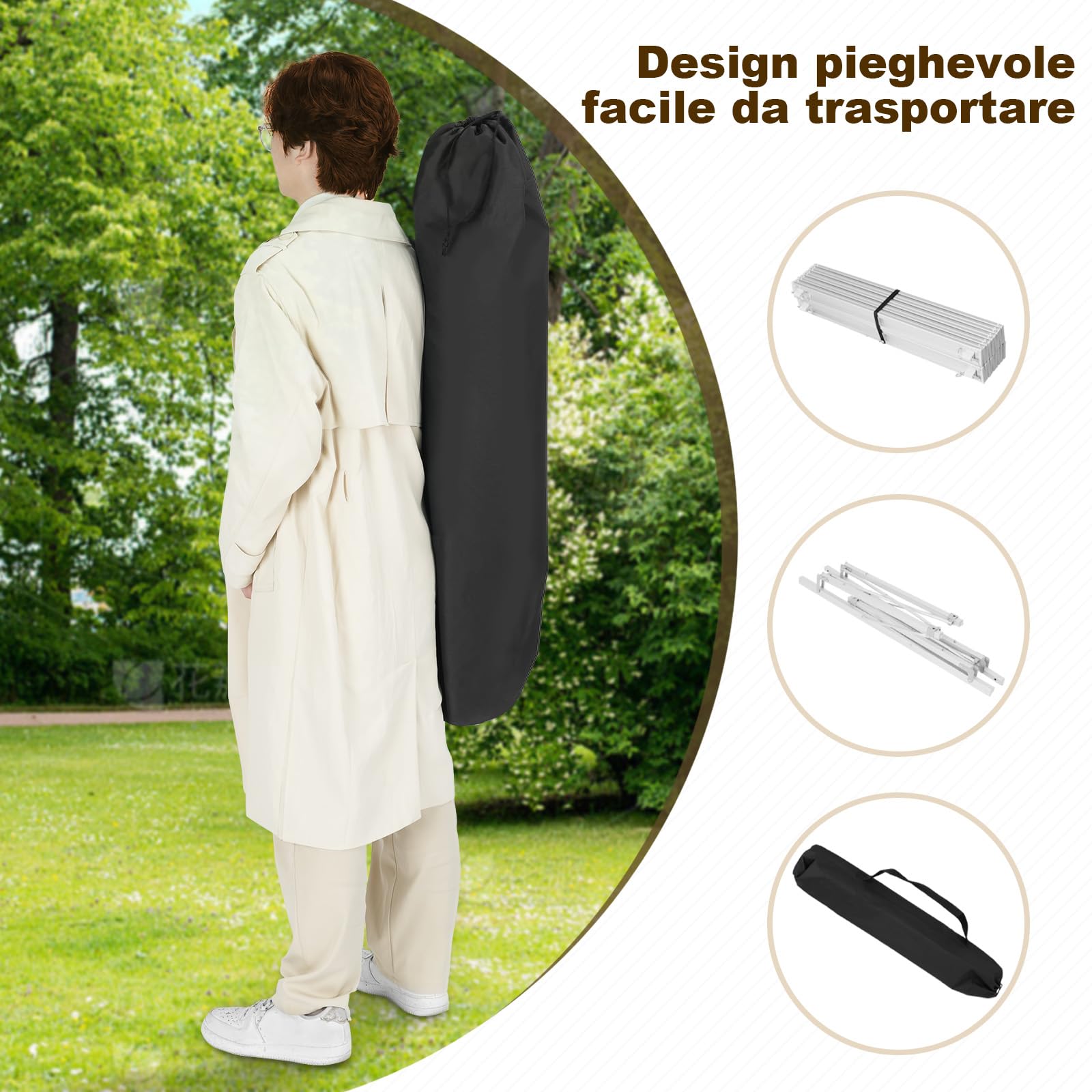 WOLTU Tavolo Campeggio Pieghevole in Alluminio Tavoli Richiudibili Portatile da Giardino Picnic Buffet Tavolino da balcone, Esterno/Interno, Elevata capacità di carico 104×69×70cm Argento