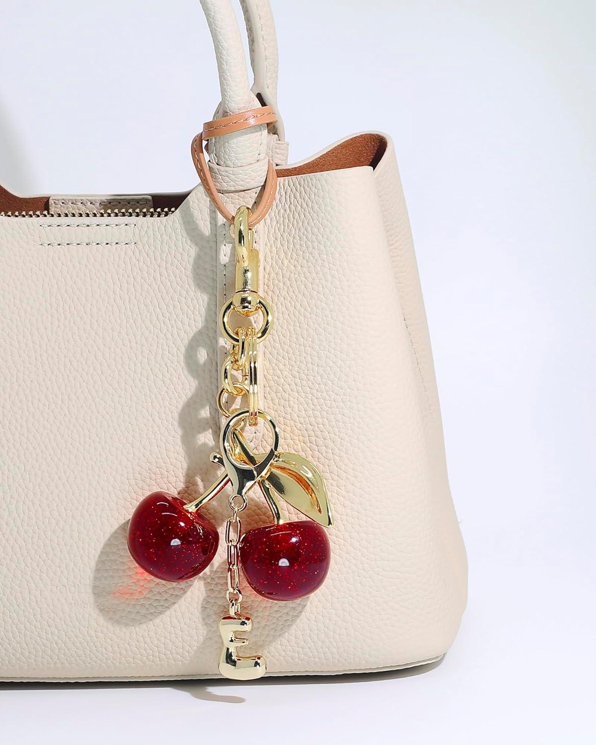 Cherry Bag Charms & Gold Initial Keychain for Handbags Purse Tote Bags, Cute Key Chain Accessories for Women Girl - Image 3