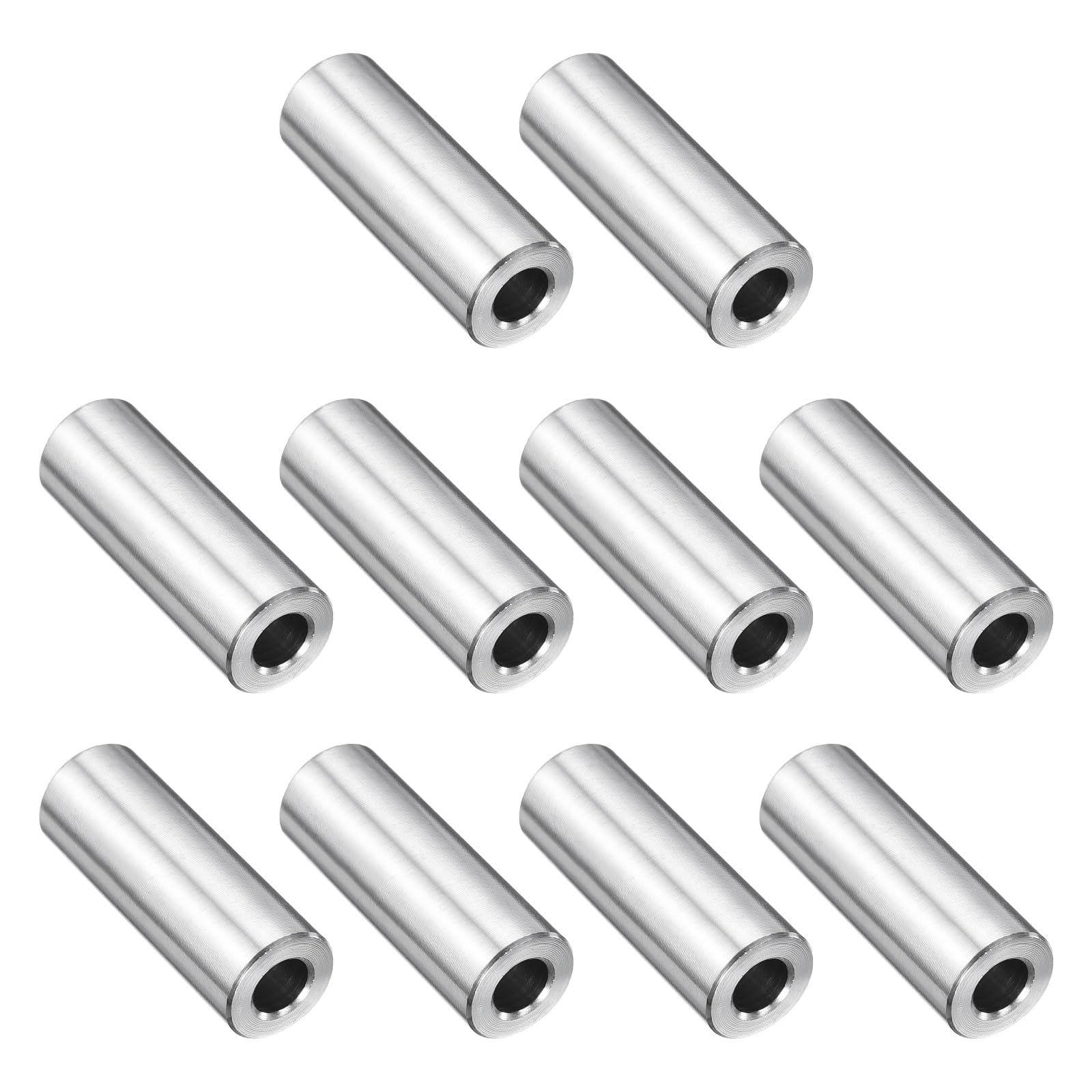 uxcell 10 Pcs Stainless Steel Spacer 1/4" Bore x 1/2" OD x 1-1/8" Length Screw Bushing Plain Finish Round Metal Spacer for 1/4" Screws Bolts and Rods