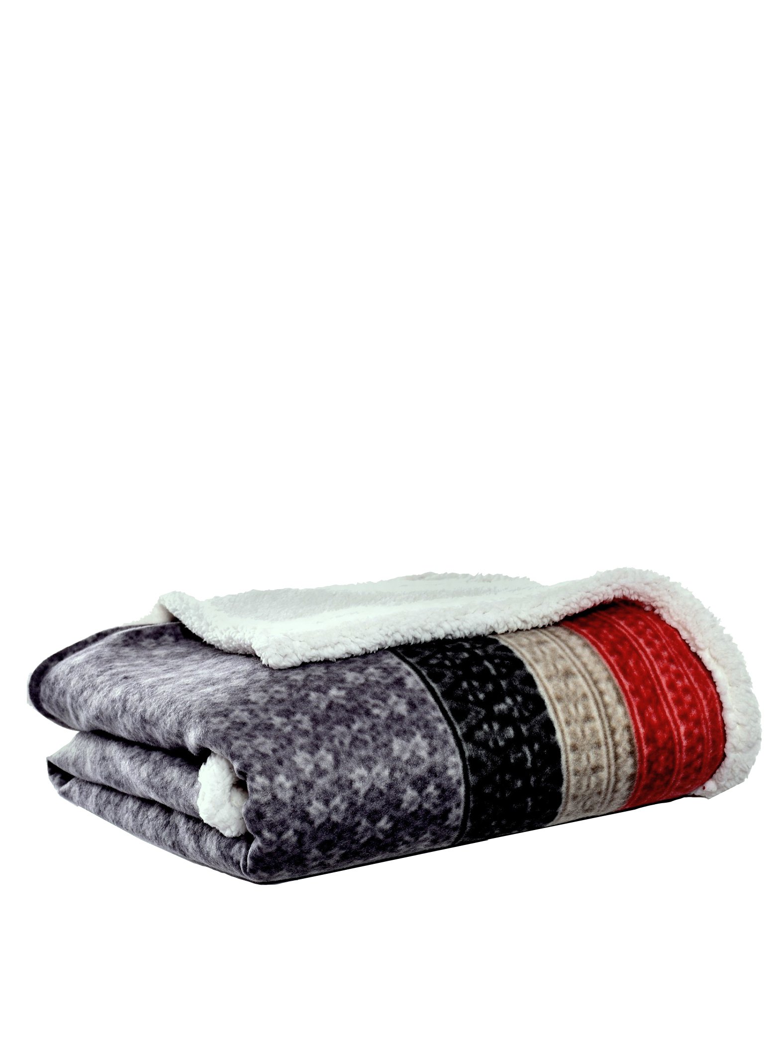 Eddie Bauer Fair Isle Dark Steel | Brushed Fleece Collection | Throw Blanket Reversible Sherpa Cover Soft And Cozy Perfect For Bed Or Couch