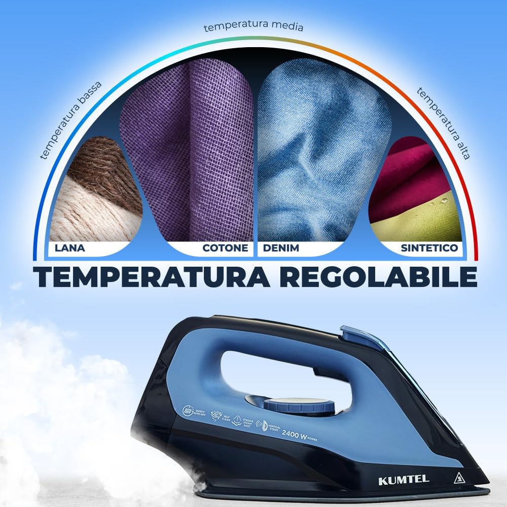 Mediawave Store - Ferro da Stiro a Vapore con Caldaia 2400W - Stira Verticale con Piastra in Ceramica e Serbatoio 1.5lt per Stiratura Professionale anche a Secco - Autopulente e Anticalcare