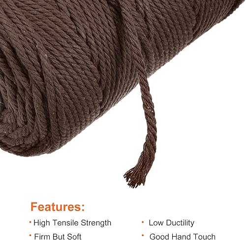Miniatura 3 de MECCANIXITY Cordón de macramé marrón de 0.118 in de diámetro, 328.1 ft109 yardas, cuerda trenzada para colgar en la pared, gancho de plantas, tejer,